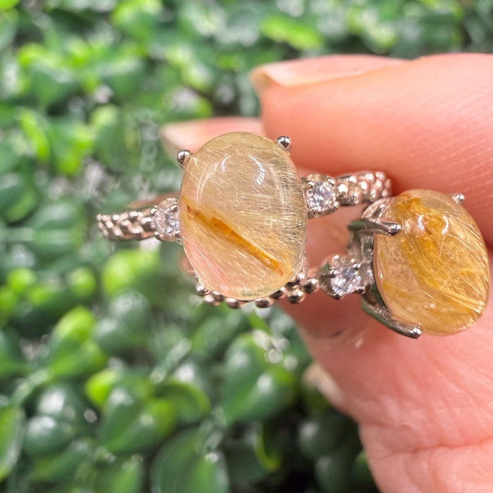 Golden Rutile Quartz, Adjustable Sterling Silver Ring - Picture 5 of 10